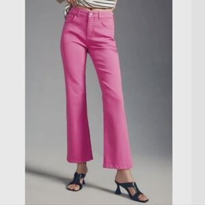 Pilcro Anthropologie The Yaya Crop Flare Jeans in Pink Size 27 Petite